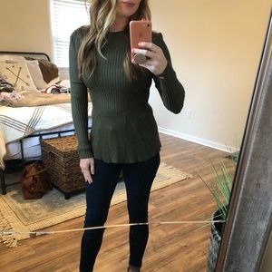 Peplum dark green sweater